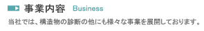 事業内容 Business 当社では、構造物の診断の他にも様々な事業を展開しております。